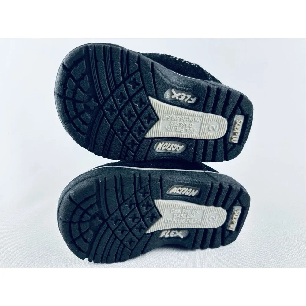 Vintage McKids Black Boots Action Flex Toddler Baby Size 2 Drew Lace‎ Up